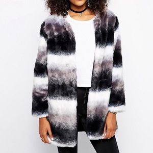 Motel Rocks Faux Fur Striped Coat